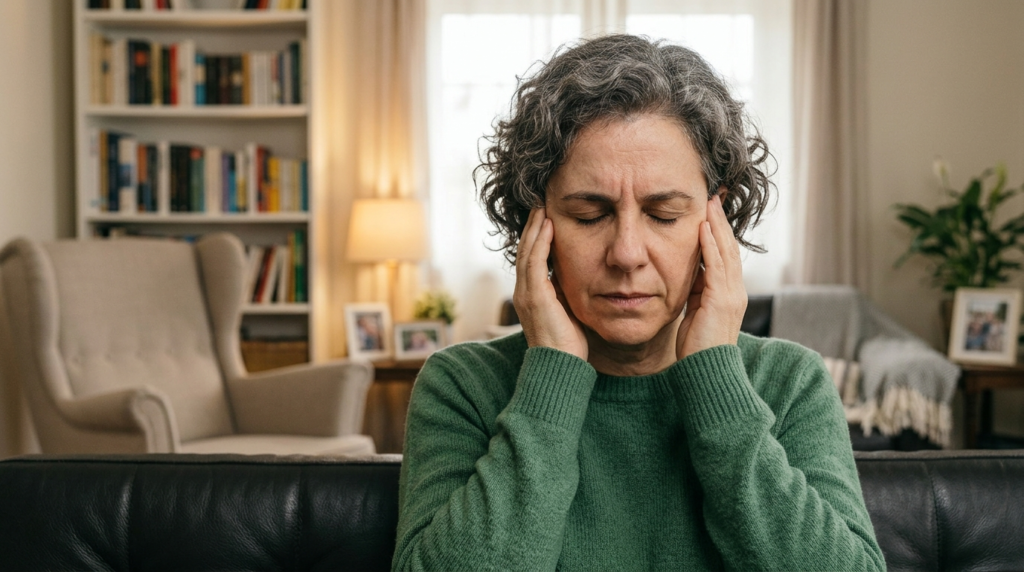 Tinnitus Relief in 2026: 9 Evidence-Based Ways to Stop the Ringing in Your Ears Woman experiencing tinnitus ear ringing