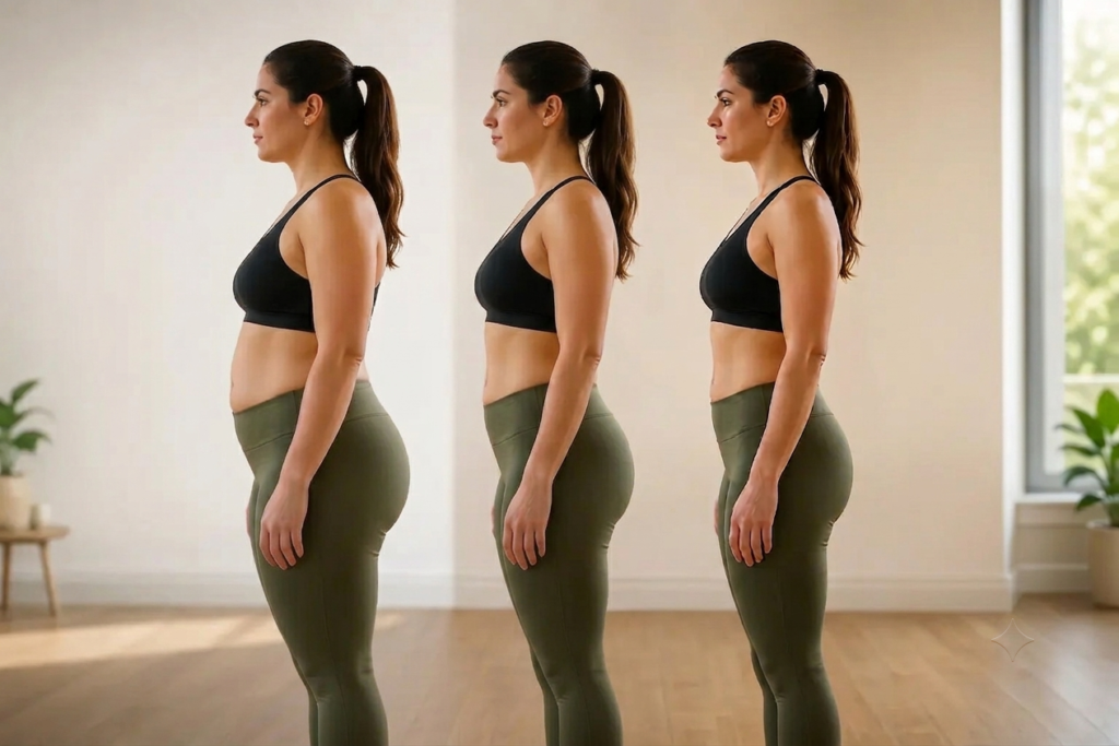 Woman weight loss transformation before and after